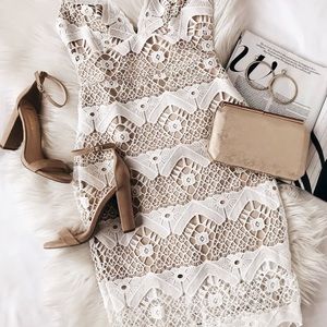 White crochet bodycon dress